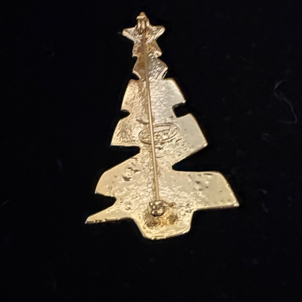 Danecraft Christmas Vintage Tree Brooch Pin Gold Tone Star on Top - Picture 2 of 4